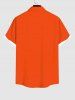 Plus Size Halloween Costume Pumpkin Face Print Buttons Pocket Shirt For Men -  