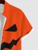 Plus Size Halloween Costume Pumpkin Face Print Buttons Pocket Shirt For Men -  