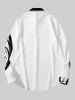 Plus Size Cat Heart Flower Ghost Print Halloween Buttons Shirt For Men -  