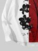 Plus Size Flower Colorblock Print Hawaii Button Shirt For Men -  