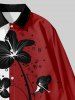 Plus Size Flower Colorblock Print Hawaii Button Shirt For Men -  