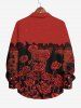 Plus Size Rose Flower Galaxy Print Halloween Button Shirt For Men -  