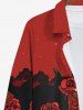 Plus Size Rose Flower Galaxy Print Halloween Button Shirt For Men -  