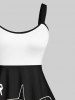 Robe Ligne A Costume D'Halloween Bicolore Lettre et Chat Imprimés de Grande Taille - Multi-A S