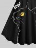 Robe Ligne A Costume D'Halloween Bicolore Lettre et Chat Imprimés de Grande Taille - Multi-A M