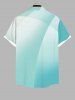 Plus Size Flower Curve Branch Print Hawaii Ombre Button Pocket Shirt For Men -  