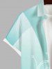 Plus Size Flower Curve Branch Print Hawaii Ombre Button Pocket Shirt For Men -  