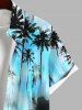 Plus Size Coconut Tree Ombre Colorblock Print Buttons Pocket Hawaii Shirt For Men -  