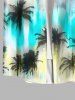 Plus Size Coconut Tree Ombre Colorblock Print Buttons Pocket Hawaii Shirt For Men -  