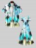 Plus Size Coconut Tree Ombre Colorblock Print Cold Shoulder Crisscross Hawaii Maxi Dress -  