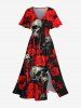 Halloween Costume Rose Flower Skulls Print Plus Size Matching Outfit For Couples -  