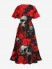 Halloween Costume Rose Flower Skulls Print Plus Size Matching Outfit For Couples -  