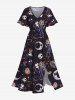 Halloween Costume Skulls Rose Flower Moon Heart Bride and Bridegroom Print Plus Size Matching Outfit For Couples -  