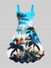 Tenue de Plage Grande Taille Imprimé Cocotiers et Mer Assortis pour Couples - Multi-A 