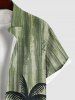 Plus Size Coconut Tree Graffiti Print Hawaii Button Pocket Shirt For Men -  
