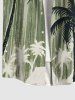 Plus Size Coconut Tree Graffiti Print Hawaii Button Pocket Shirt For Men -  