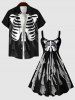 Halloween Costume Skeleton Rags 3D Print Plus Size Matching Set For Couples -  