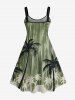 Plus Size Coconut Tree Graffiti Print Hawaii A Line Tank Dress -  