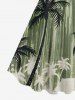 Plus Size Coconut Tree Graffiti Print Hawaii A Line Tank Dress -  