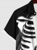 Plus Size Skeleton Print Halloween Button Pocket Shirt For Men -  