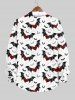 Plus Size Halloween Costume Bat Heart Print Buttons Long Sleeve Shirt For Men -  