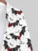 Plus Size Halloween Costume Bat Heart Print Buttons Long Sleeve Shirt For Men -  