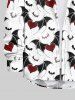 Plus Size Halloween Costume Bat Heart Print Buttons Long Sleeve Shirt For Men -  