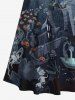 Maxi Robe D'Halloween Citrouille Fantôme Croisée de Grande Taille à Epaule Dénudée - Noir 2X
