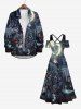 Maxi Robe D'Halloween Citrouille Fantôme Croisée de Grande Taille à Epaule Dénudée - Noir 2X
