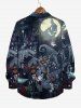 Costume D'Halloween Imprimé Fantôme et Citrouille Grande Taille pour Couples - Noir 