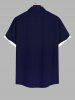 Plus Size Ombre Colorblock Coconut Tree Print Buttons Pocket Hawaii Shirt For Men -  