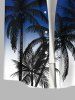 Plus Size Ombre Colorblock Coconut Tree Print Buttons Pocket Hawaii Shirt For Men -  