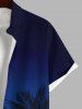 Plus Size Ombre Colorblock Coconut Tree Print Buttons Pocket Hawaii Shirt For Men -  