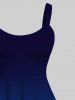 Robe Débardeur Hawaïen Ombrée Cocotier Imprimé Grande Taille - Bleu profond XXS