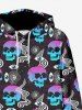 Plus Size Ombre Skull Eye Spiral Galaxy Print Halloween Pocket Drawstring Pullover Long Sleeves Hoodie For Men -  