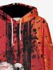 Plus Size Ink Painting Splatter Skulls Print Halloween Pocket Drawstring Pullover Long Sleeves Hoodie For Men -  