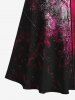 Maxi Robe Ligne A D'Halloween Déchiré Rayée Crâne Imprimée de Grande Taille - Noir XS