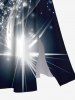 Plus Size Glitter Sparkling Galaxy Star Light Beam Print Hawaii Split Pocket A Line Midi Dress -  