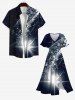 Plus Size Glitter Sparkling Galaxy Star Light Beam Print Hawaii Split Pocket A Line Midi Dress -  