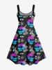 Plus Size Ombre Skull Eye Spiral Galaxy Print Halloween Costume A Line Tank Dress -  