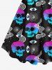 Plus Size Ombre Skull Eye Spiral Galaxy Print Halloween Costume A Line Tank Dress -  