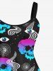 Plus Size Ombre Skull Eye Spiral Galaxy Print Halloween Costume A Line Tank Dress -  