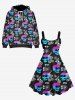 Plus Size Ombre Skull Eye Spiral Galaxy Print Halloween Costume A Line Tank Dress -  