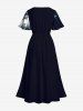 Plus Size Glitter Sparkling Galaxy Star Light Beam Print Hawaii Split Pocket A Line Midi Dress -  