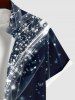 Plus Size Glitter Sparkling Galaxy Star Light Beam Print Hawaii Button Pocket Shirt For Men -  