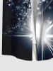 Plus Size Glitter Sparkling Galaxy Star Light Beam Print Hawaii Button Pocket Shirt For Men -  