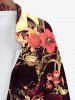 Plus Size Halloween Costume Skull Flowers Leaf Bird Print Buttons Long Sleeve Shirt For Men -  