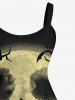 Plus Size Halloween Costume Pumpkin Face Moon Bat Print Tank Dress -  