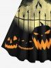 Plus Size Halloween Costume Pumpkin Face Moon Bat Print Tank Dress -  