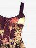 Robe Costume D'Halloween Fleur Feuille et Crâne Imprimées de Grande Taille - Multi-A 4X